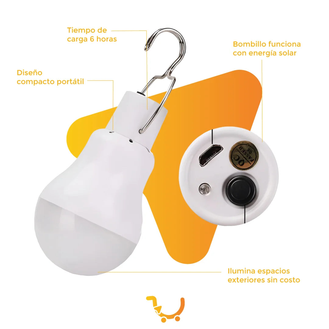 BOMBILLO SOLAR RECARGABLE CON LUZ