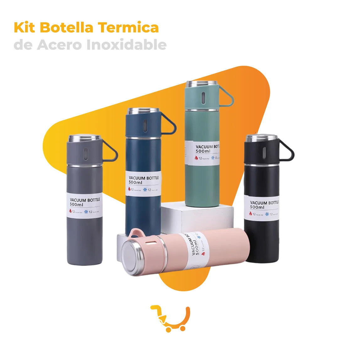 KIT BOTELLA TERMICA DE ACERO INOXIDABLE