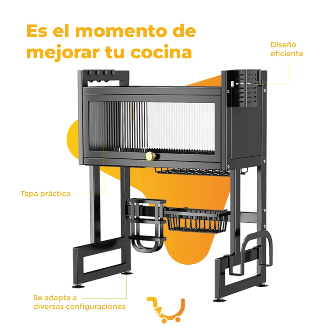 PLATERO ESCURRIDOR ORGANIZADOR CON TAPA