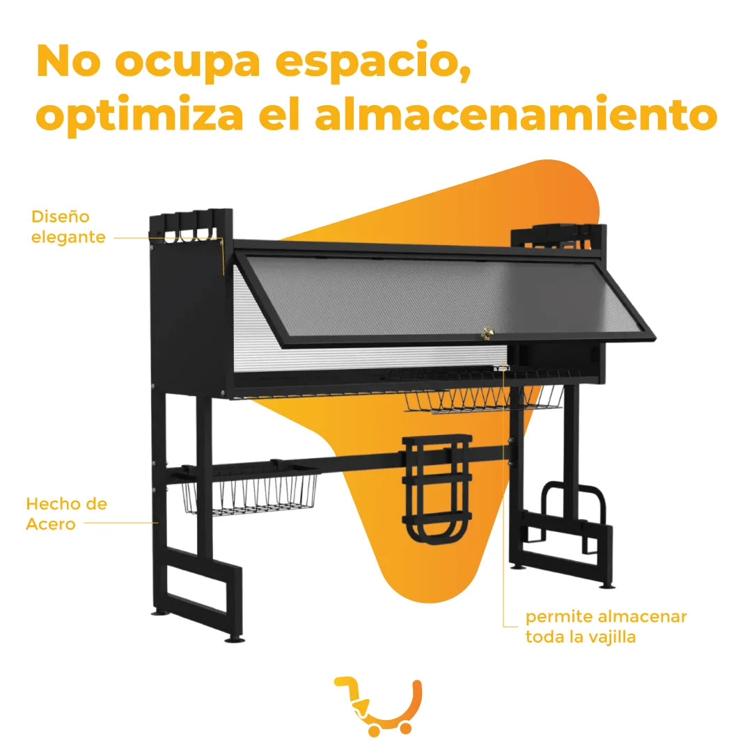 PLATERO ESCURRIDOR ORGANIZADOR CON TAPA