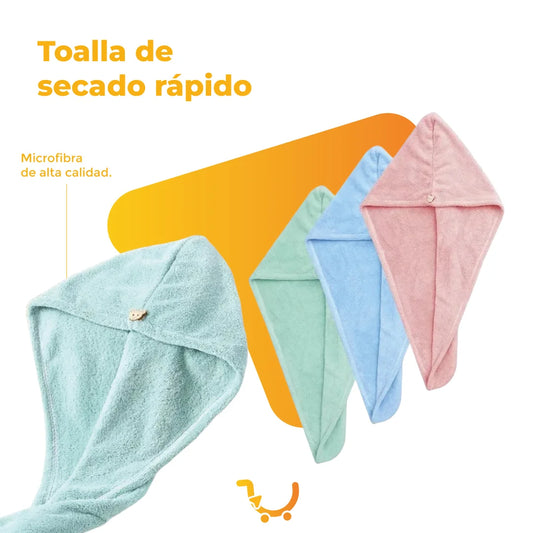 TOALLA MICROFIBRA CABELLO SECADO RAPIDO