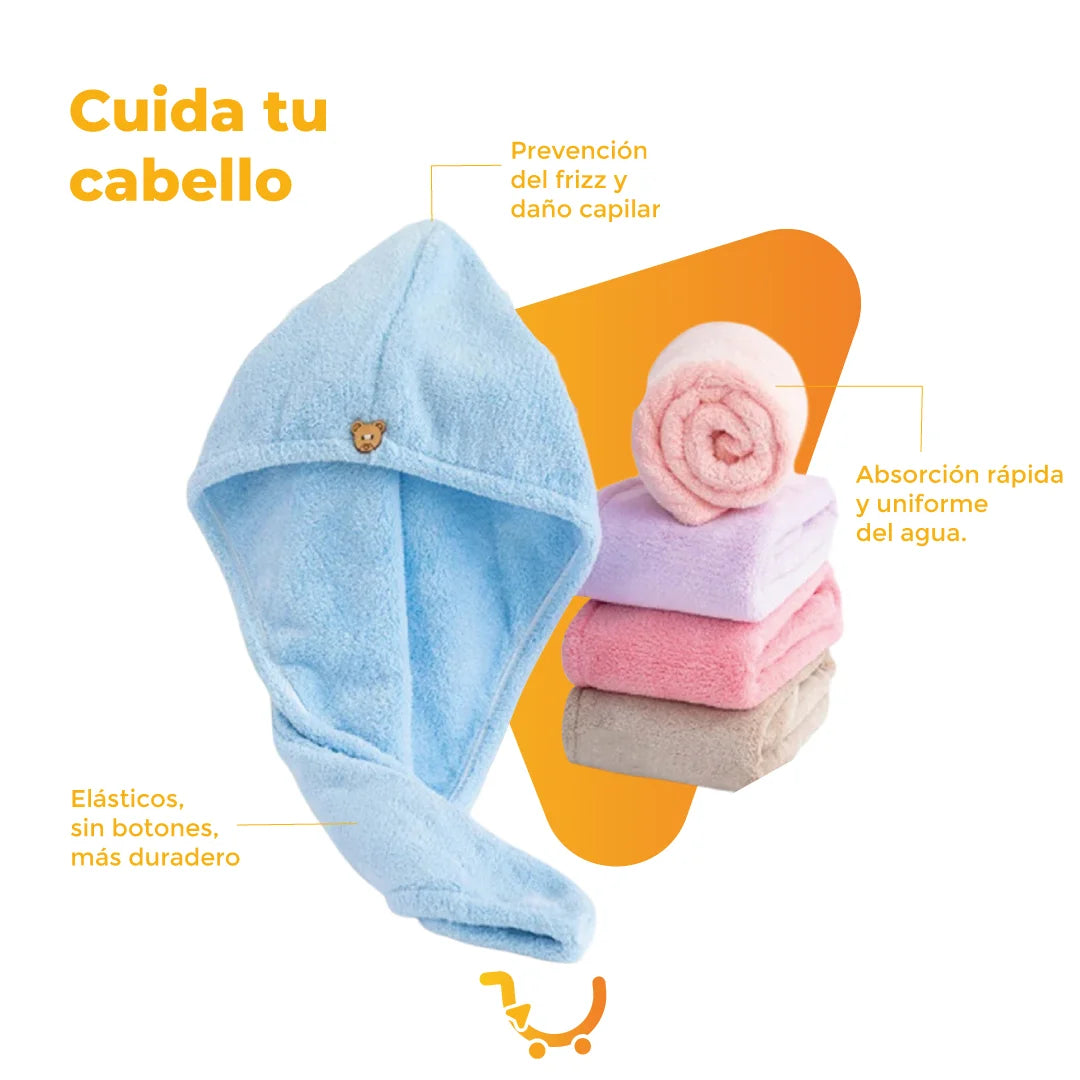 TOALLA MICROFIBRA CABELLO SECADO RAPIDO
