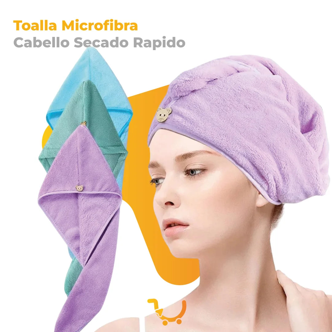 TOALLA MICROFIBRA CABELLO SECADO RAPIDO