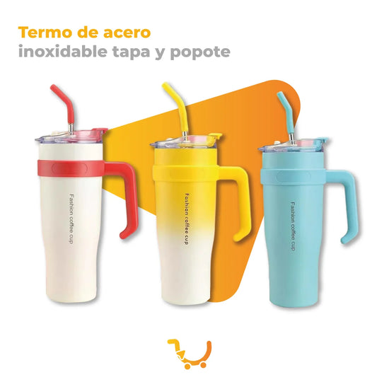 TERMO DE ACERO INOXIDABLE TAPA Y POPOTE
