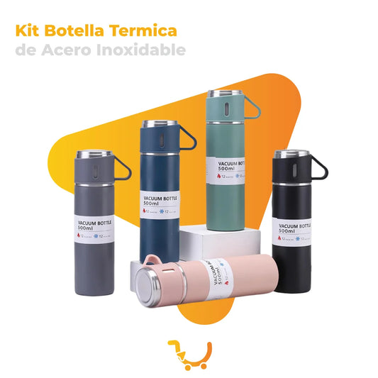 KIT BOTELLA TERMICA DE ACERO INOXIDABLE